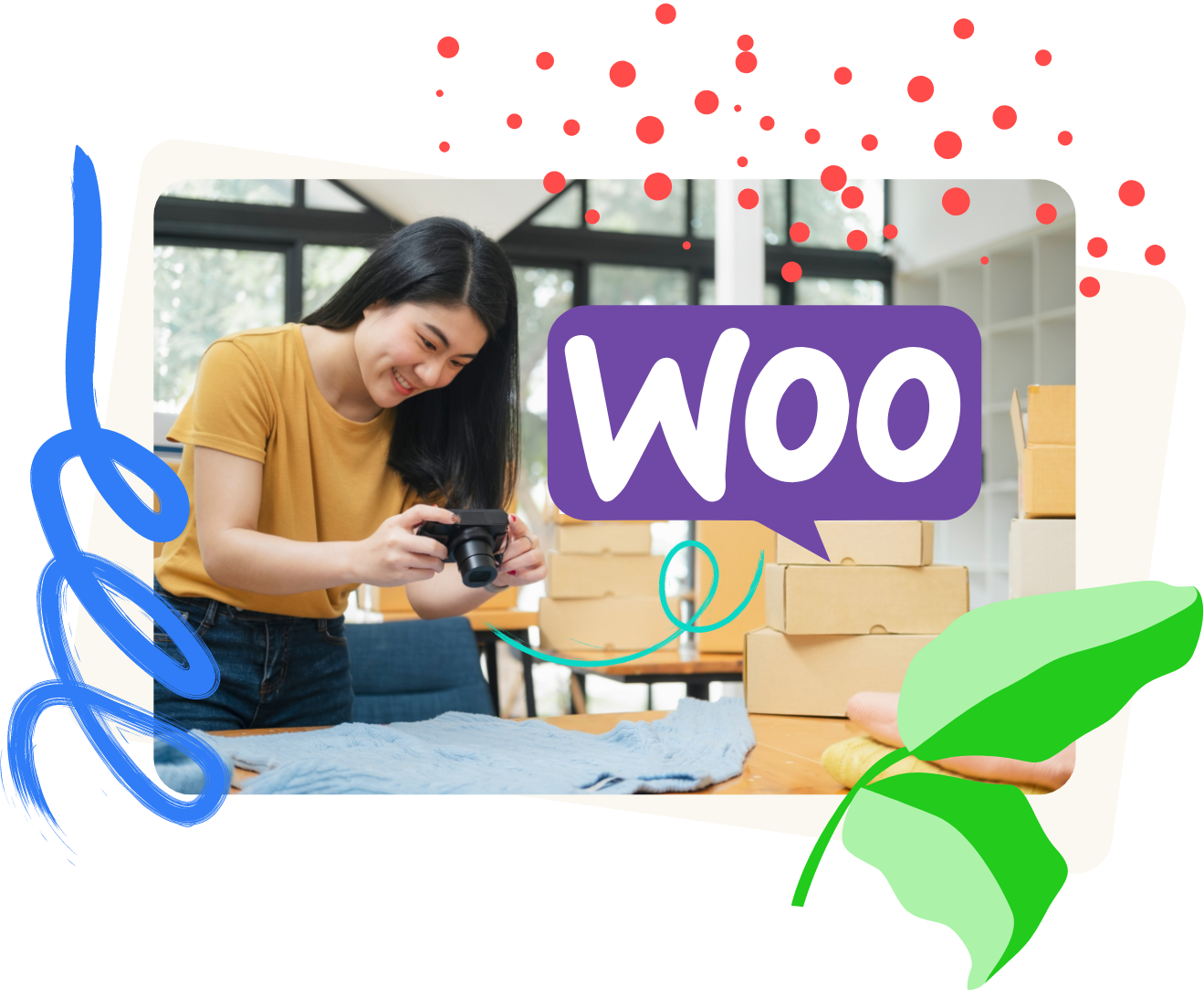 A woman selling items on WooCommerce store