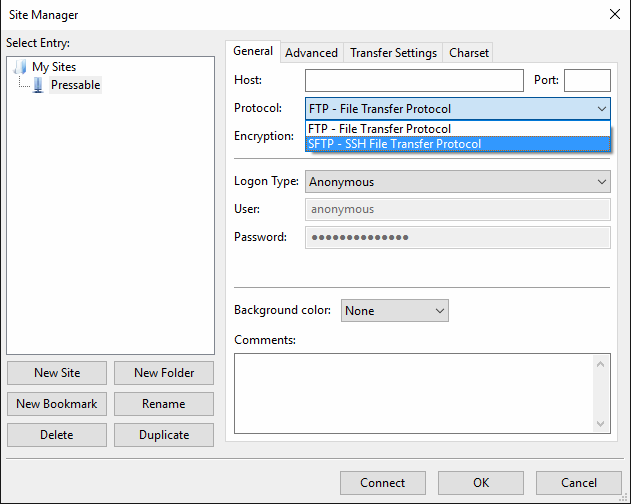 Filezilla connect to sftp server connect vnc server web browser
