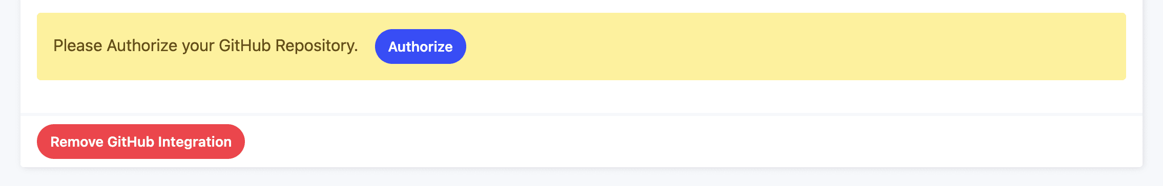 The authorize button to connect to Github