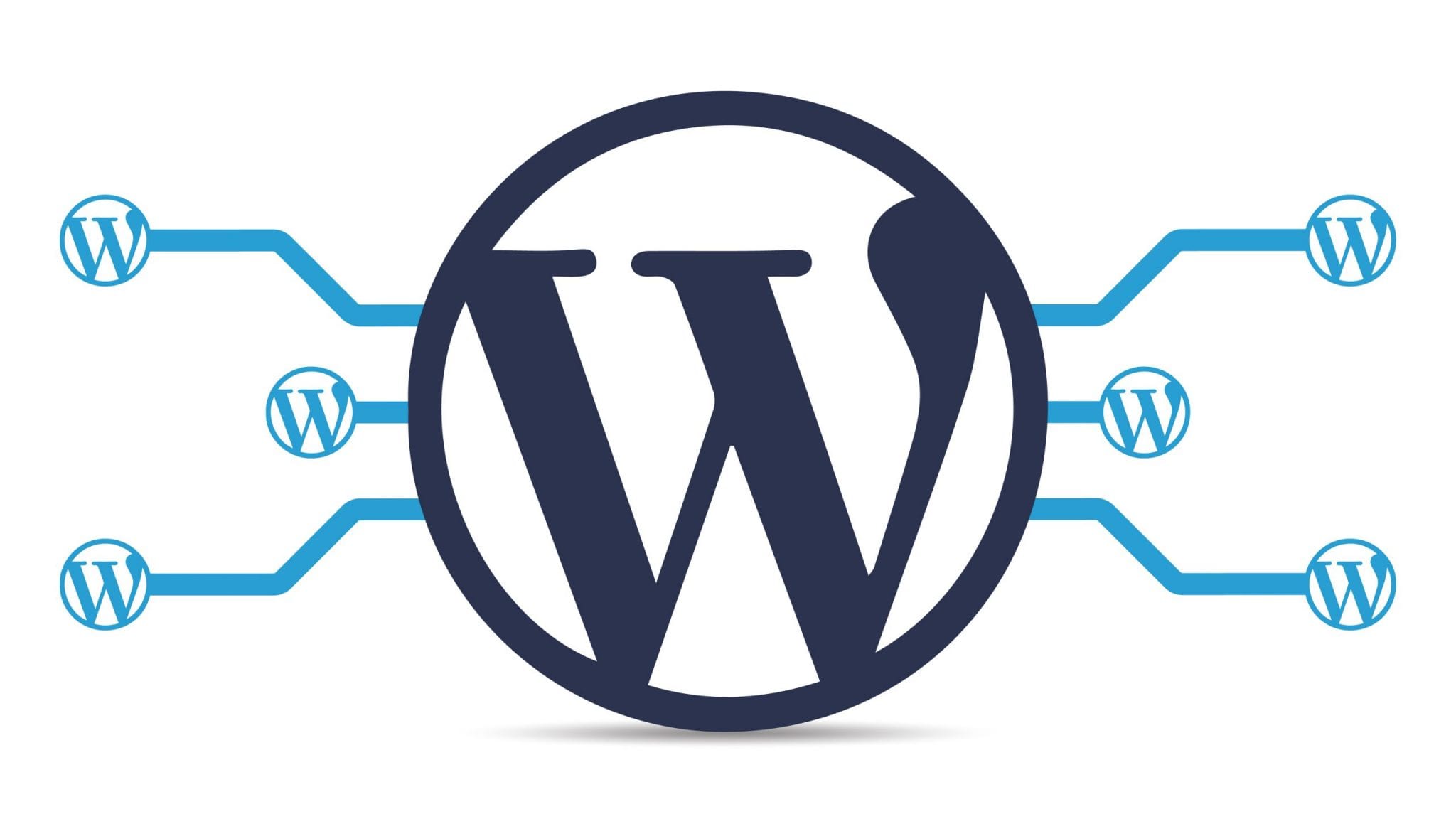 A WordPress logo graphic demonstrating WordPress multisite hosting