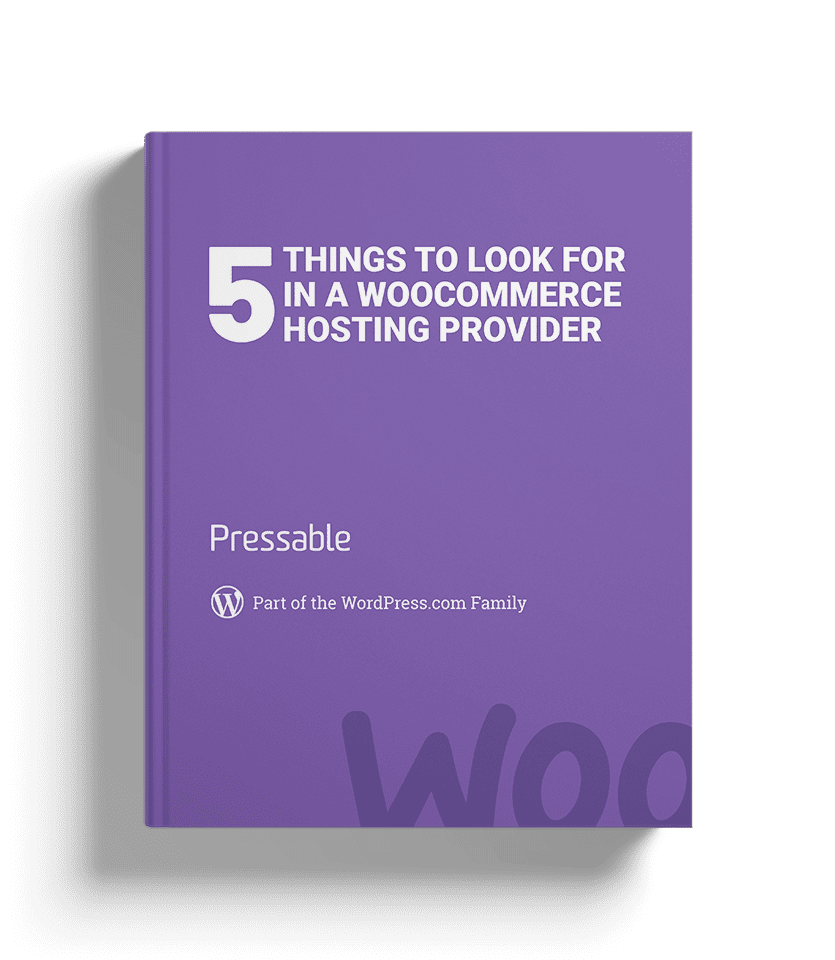 the eBook cover for 5 things to look for in a WooCommerce hosting provider